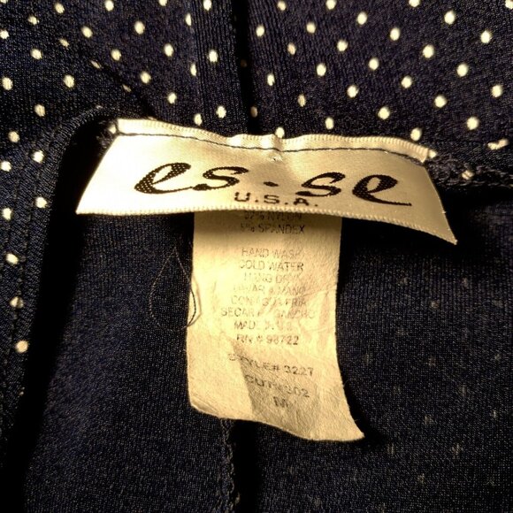 Es Se Slip Dress M Nylon Stretch Blue White Polka Dot Sleeveless Stretch - Picture 6 of 6